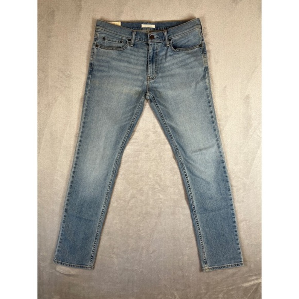 Abercrombie‎ & Fitch Mens Skinny Jeans 32x32 Light Wash Blue A&F Stretch Denim